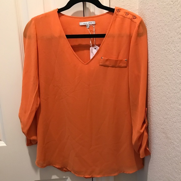 Naked Zebra Orange Vneck Blouse - Picture 1 of 2